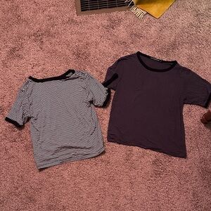 Brandy Melville Black and White Striped Tees